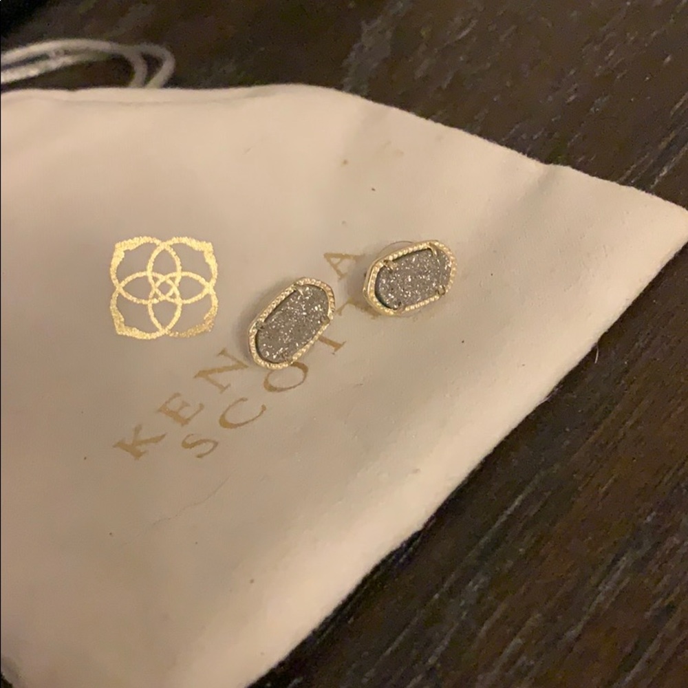 Gray druzy studs authentic with bag